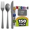 Exquisite Polished Plastic Silverware – 150 Pcs Heavy Duty Cutlery Set – 50 Each of Forks, Knives & Spoons – Disposable Utensil Set for Parties, Events & Catering – Flatware Set by Party Solids